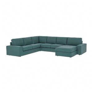 КІВІК 5-місний кутовий диван з шезлонгом Kelinge сіро-бірюзовий
