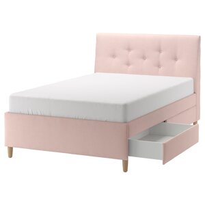 IDANÄS М'яке ліжко з ящиками, Gunnared ніжно-рожевий, 140x200 см