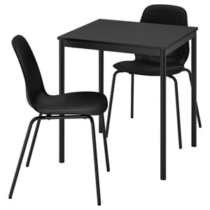 SANDSBERG / LIDÅS Стіл і 2 стільці, чорний/чорний/чорний/чорний, 67x67 см