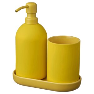 GANSJÖN Гарнітур для ванної кімнати, 3 предмета, яскраво-жовтий