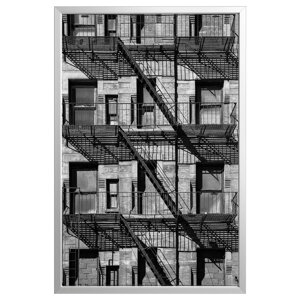BJÖRKSTA Картина з рамою, балкони/срібло, 78x118 см