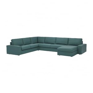 КІВІК 6-місний кутовий диван з шезлонгом Kelinge сіро-бірюзовий