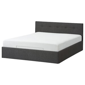 BJORBEKK Ліжко з ящиком, сіре, 160х200 см