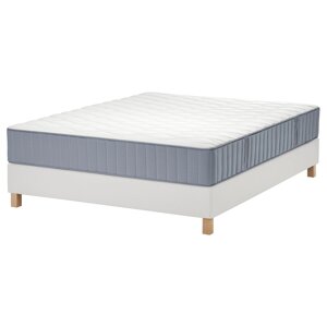 Ліжко LYNGÖR Continental, Vågstranda середньої жорсткості/блакитний білий, 140x200 см