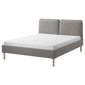 SAGESUND М'який каркас ліжка, Diseröd коричневий/Lindbåden, 160x200 см