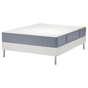 Ліжко LYNGÖR Continental, Vågstranda середньої жорсткості/блакитний білий, 160x200 см