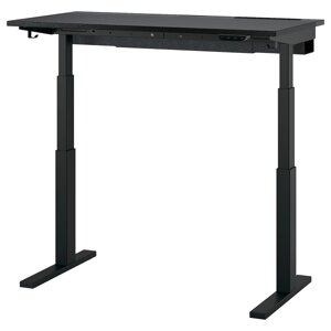 MITTZON Письмовий стіл з регульованою висотою, електричний, ясеневий шпон чорний/чорний, 120x60 см