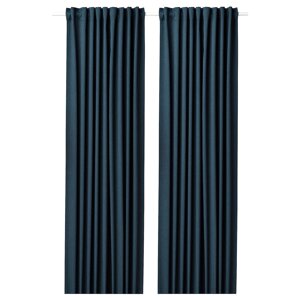 BLÅHUVA Чорні штори, пара, темно-синій, 145x300 см
