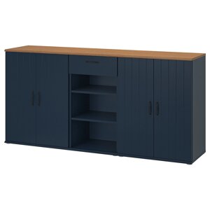 Книжкова шафа SKRUVBY, чорно-синій, 190х90 см