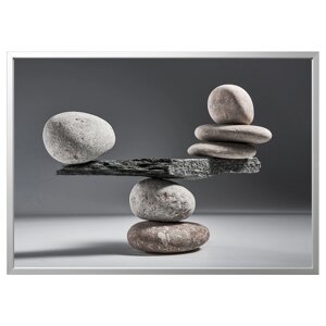 BJÖRKSTA Картина з рамою, балансування каменів/срібло, 140x100 см