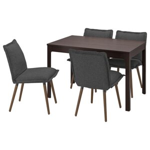 EKEDALEN / KLINTEN Стіл і 4 стільці, темно-коричневий/Кіланда темно-сірий, 120/180 см