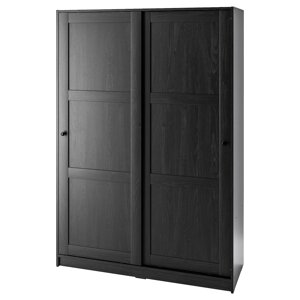 RAKKESTAD Шафа з розсувними дверима, чорно-коричневий, 117x176 см