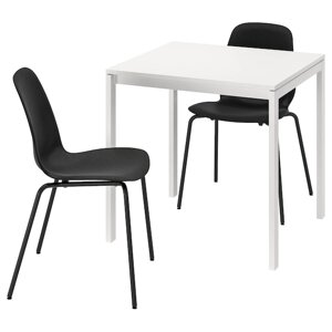 MELLTORP / LIDÅS Стіл і 2 стільці, білий білий/чорний чорний, 75x75 см