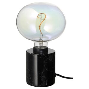 MARKFROST / MOLNART Настільна лампа з колбою, чорний/еліпсоподібний мармур, різнокольоровий