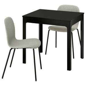 EKEDALEN / KARLPETTER Стіл і 2 стільці, темно-коричневий/Gunnared світло-зелений чорний, 80/120 см