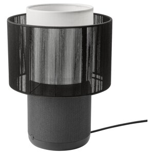 SYMFONISK Лампа/колонка з WiFi, тканинний плафон, чорний