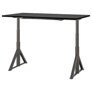 IDÅSEN Письмовий стіл з регульованою висотою, чорний/темно-сірий, 160x80 см