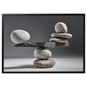 BJÖRKSTA Картина з рамою, баланс каменів/чорний, 140x100 см
