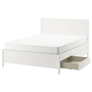 TONSTAD Каркас ліжка з ящиками, кремовий/Lindbåden, 140x200 см