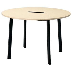 МІТЦОН Конференц-стіл, кругла береза/чорний шпон, 120х75 см