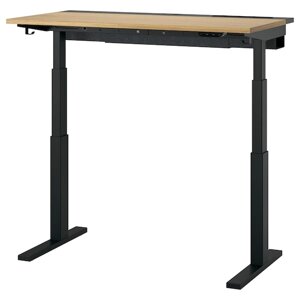 MITTZON Письмовий стіл з регульованою висотою, електричний, дуб/чорний шпон, 120x60 см