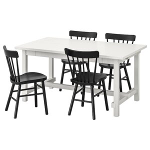 NORDVIKEN / NORRARYD Стіл і 4 стільці, білий/чорний, 152/223x95 см