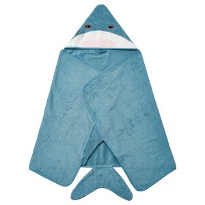 BLÅVINGAD Рушник з капюшоном, форма акули/синьо-сірий, 70x140 см
