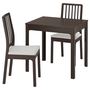 ЕКЕДАЛЕН / EKEDALEN Стіл і 2 стільці, темно-коричневий/Хакебо бежевий темно-коричневий, 80/120 см