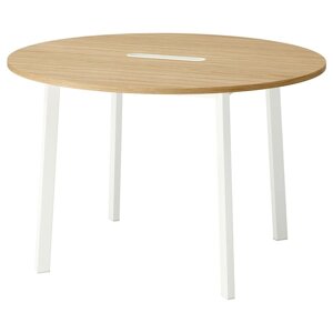 МІТЦОН Конференц-стіл, круглий дуб/білий шпон, 120х75 см