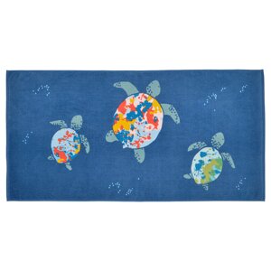 BLÅVINGAD Банний рушник, малюнок черепахи/темно-синій, 70x140 см