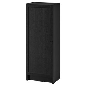 BILLY / OXBERG Книжкова шафа з дверцятами, чорна імітація. дуб, 40х30х106 см