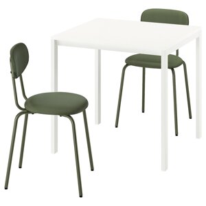 MELLTORP / ÖSTANÖ Стіл і 2 стільці, білий/Remmarn темно-зелений, 75 см