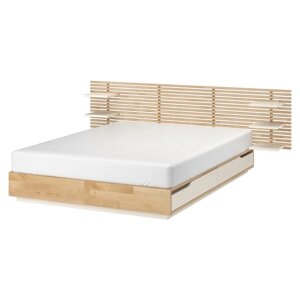 МАНДАЛ Каркас ліжка, узголів'я, береза/білий, 140х200 см