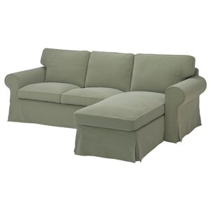 EKTORP 3-місний диван з шезлонгом Хакебо сіро-зелений