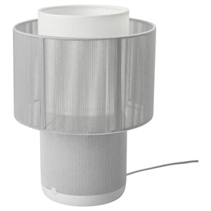 SYMFONISK Лампа/колонка з WiFi, тканинний абажур, білий