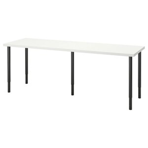 LAGKAPTEN / OLOV Письмовий стіл, білий/чорний, 200x60 см