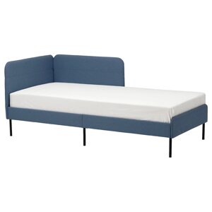 BLÅKULLEN Каркас/узголів'я ліжка з м'якою оббивкою, Кніса середньо-синій, 90x200 см