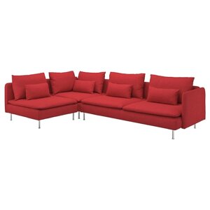 SÖDERHAMN 4-місний кутовий диван відкритий торець/тонеруд червоний
