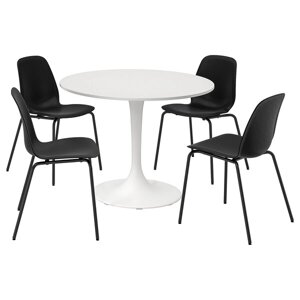 DOCKSTA / LIDÅS Стіл і 4 стільці, білий білий/чорний/чорний, 103 см