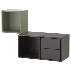 EKET Комбінація настінних шаф, темно-сірий/сіро-зелений, 105x35x70 см