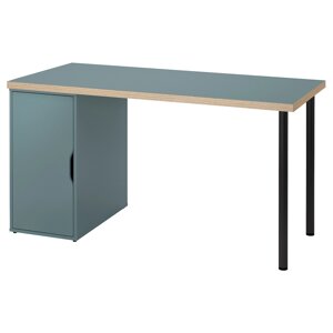 LAGKAPTEN / ALEX Письмовий стіл, сіро-бірюзовий/чорний, 140x60 см