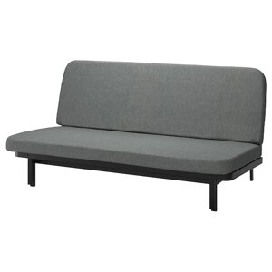 NYHAMN 3-місний диван-ліжко з поролоновим матрацом/Skartofta чорний/світло-сірий