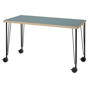 LAGKAPTEN / KRILLE Письмовий стіл, сіро-бірюзовий/чорний, 120x60 см