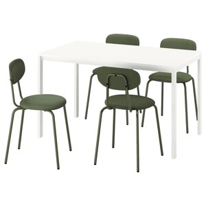 MELLTORP / ÖSTANÖ Стіл і 4 стільці, білий/Remmarn темно-зелений, 125 см
