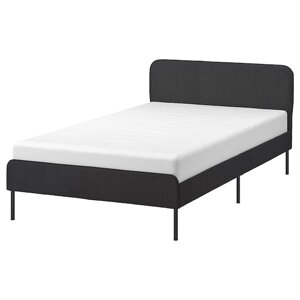 SLATTUM Каркас ліжка м'який, Vissle темно-сірий, 120х200 см