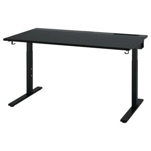 МІТЦОН Письмовий стіл, ясеневий шпон чорного кольору/чорний, 140x80 см