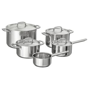 IKEA 365+ Набір кухонного посуду 9 предметів нержавіюча сталь