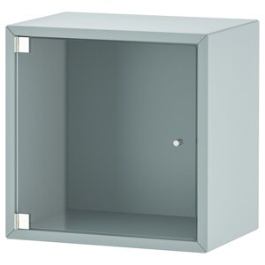 ЕКЕТ Навісна шафа зі скляними дверцятами, світло-сіро-блакитна, 35х25х35 см