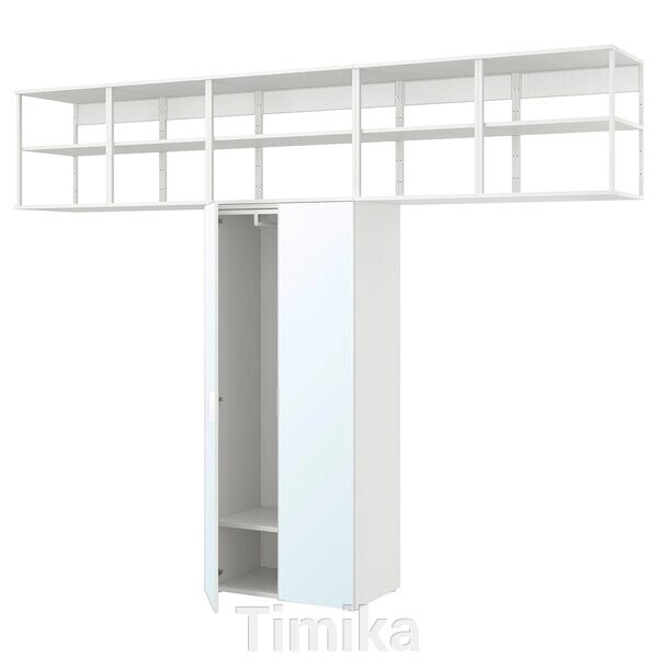 PLATSA Шафа/2 двері, білий/дзеркальне скло STRAUMEN, 320x42x241 см від компанії Timika - фото 1