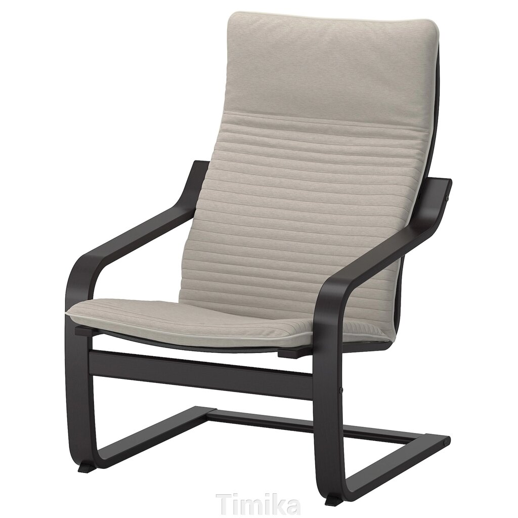 POÄNG Крісло, чорно-коричневий/Knisa світло-бежевий від компанії Timika - фото 1